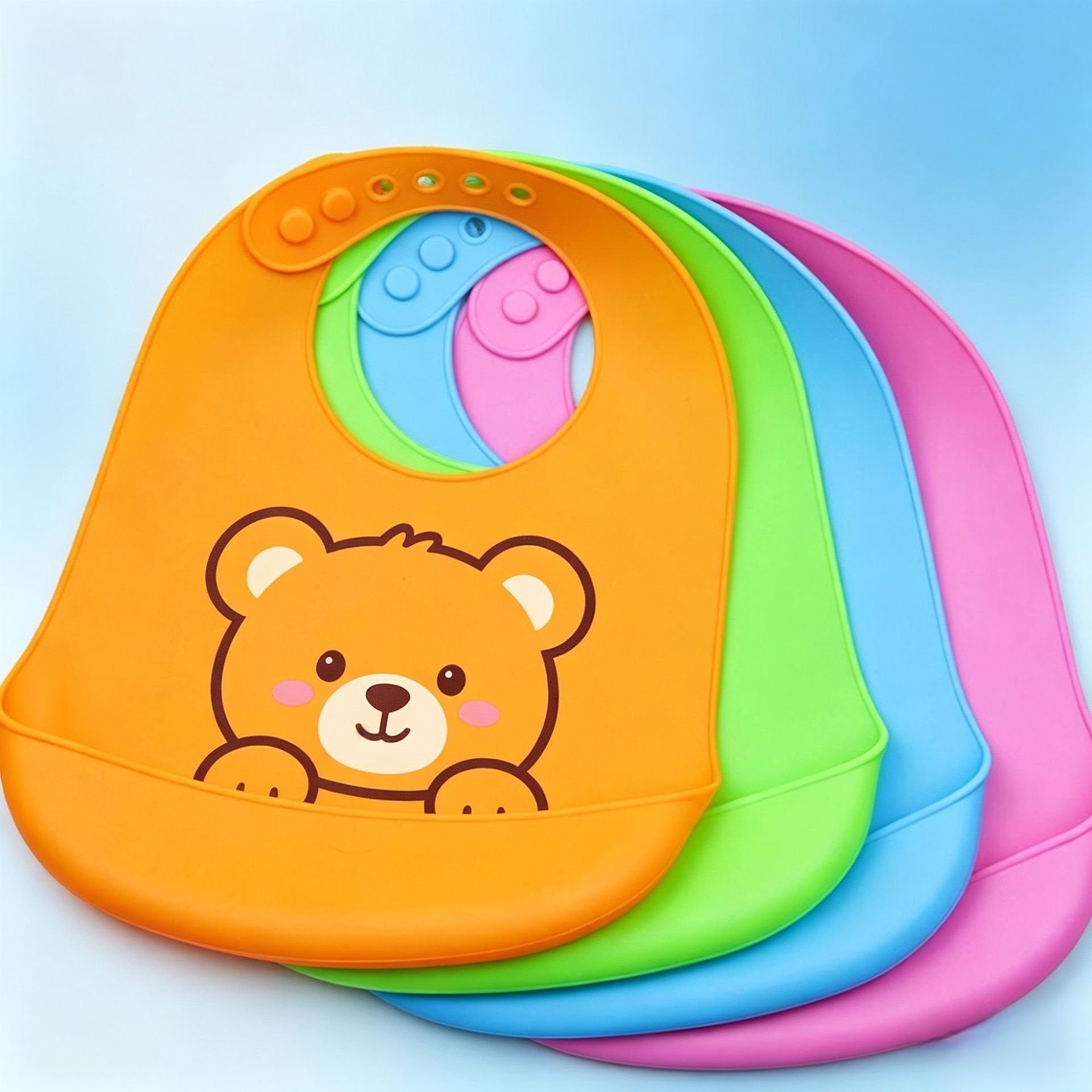 Spot Baby Silicone Bib Kidsren's Waterproof Stereo Rice Bag Kidsren's Bib No-wash Leak-proof Saliva