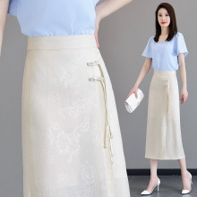 新中式国风裙子半身裙女2024新款夏季薄款一步包裙直筒裙时尚百搭