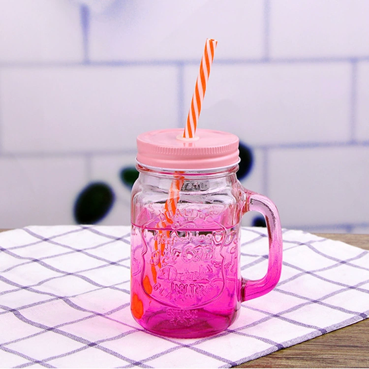 Creative fashionable straw, handle, milk tea, glass, gradient