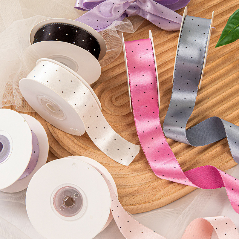 Cross-Border Single-Sided High-Gloss Fine Dot Polyester Ribbon DIY Hair Accessories Bow Ribbon Flowers Gift Box Clothing Accessories Cross-Border Single-Sided High-Gloss Fine Dot Polyester Ribbon DIY Hair Accessories Bow Ribbon Flowers Gift Box Clothing Accessories