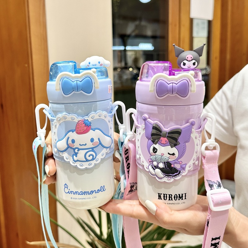 サンリオ 子供用魔法瓶カップ 小学生通学専用 ガールズカップ 2025年新作 ポータブル ダブルストローカップ|undefined