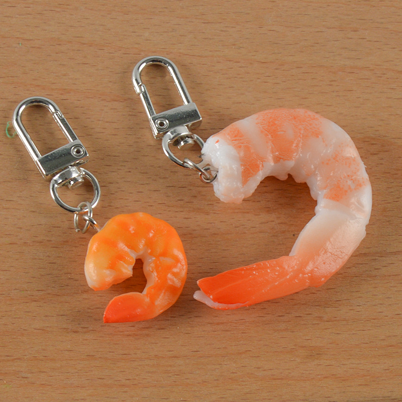 Simulated shrimp shrimp tail food model creative personality funny keychain pendant student schoolbag pendant hanging chain