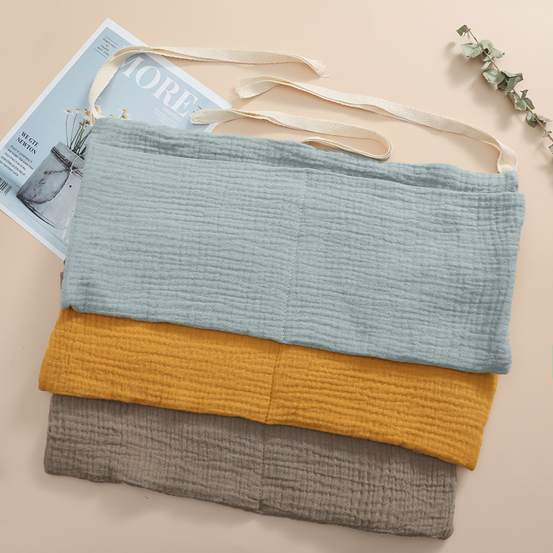 Estilo europeo y americano de doble capa de algodón puro bebé bolsa de almacenamiento de cabecera cochecito de bolsillo doble bolsa colgante impreso bebé botella