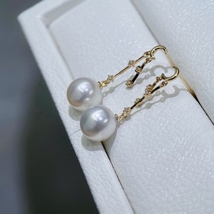 18K Gold Accessories, Star and Moon Earrings, White Zircon Inlay, Gentle and Playful, with 7-8mm Beads, Beads Not Included