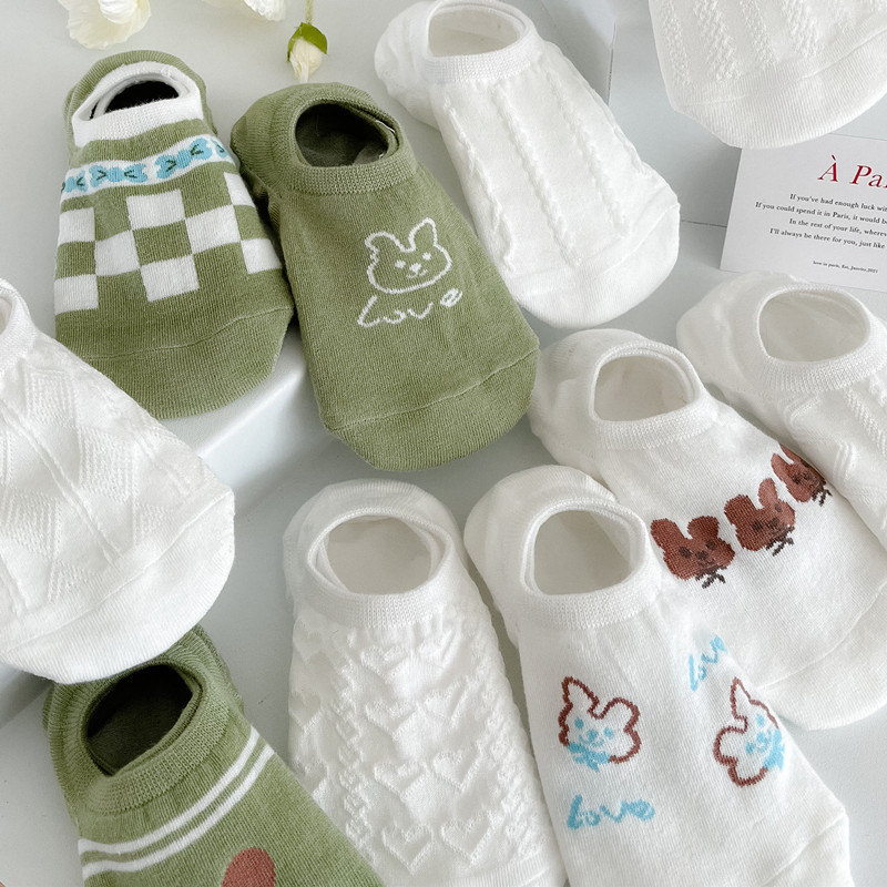 Socks White Invisible Socks Women's Socks Ins Trendy Versatile Summer Thin Cotton Shallow Mouth Short Tube Non-Falling Boat Socks