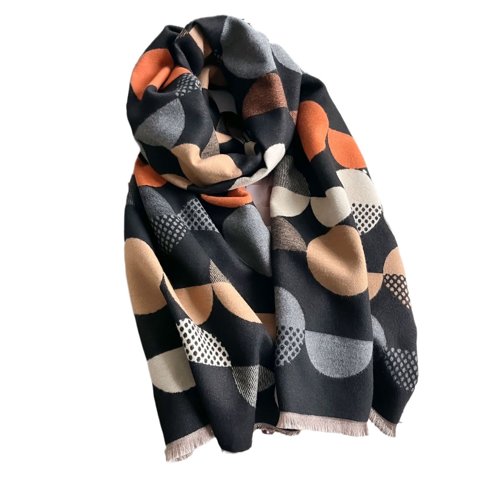 Nuevo invierno imitación de cachemira cálida jacquard bufandas de bordas mujeres de color de puntos multifuncional doble cara de doble uso buñuelo