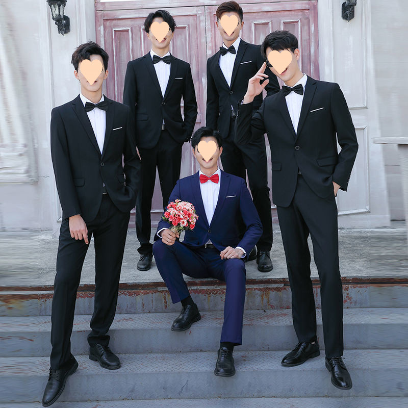 西服套装男士伴郎韩版新郎结婚商务职业正装外套修身冬季休闲西装