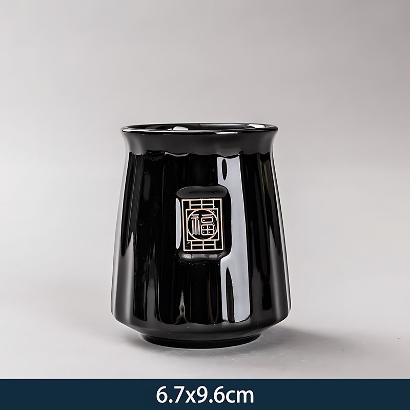 밝은 검은 유약 줄무늬 창 그릴 행운의 펜 홀더