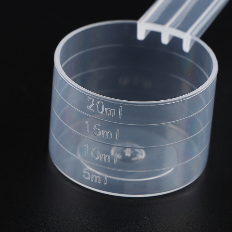 Gıda sınıfı 10g 20ml kaşık şeffaf PP plastik ölçüm kaşığı süt tozu kaşığı düz tabanlı ölçekli kaşık karıştırma ölçüm kaşığı