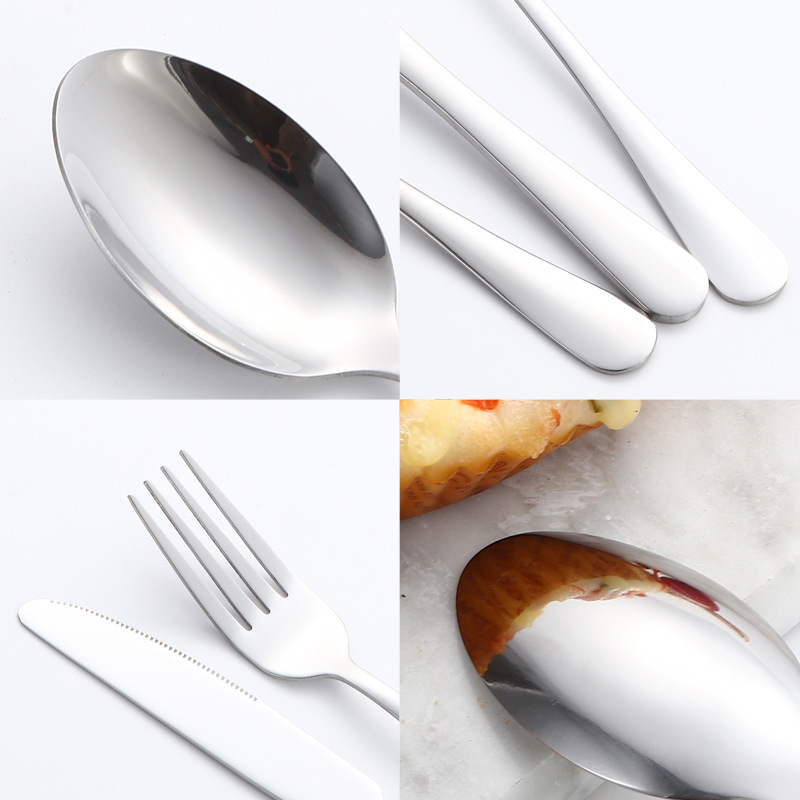 1010 cuchillos y tenedores cucharas de té 24 piezas percha set caja de regalo hotel restaurante occidental cuchillo y tenedor de filete cucharas espejo pulido
