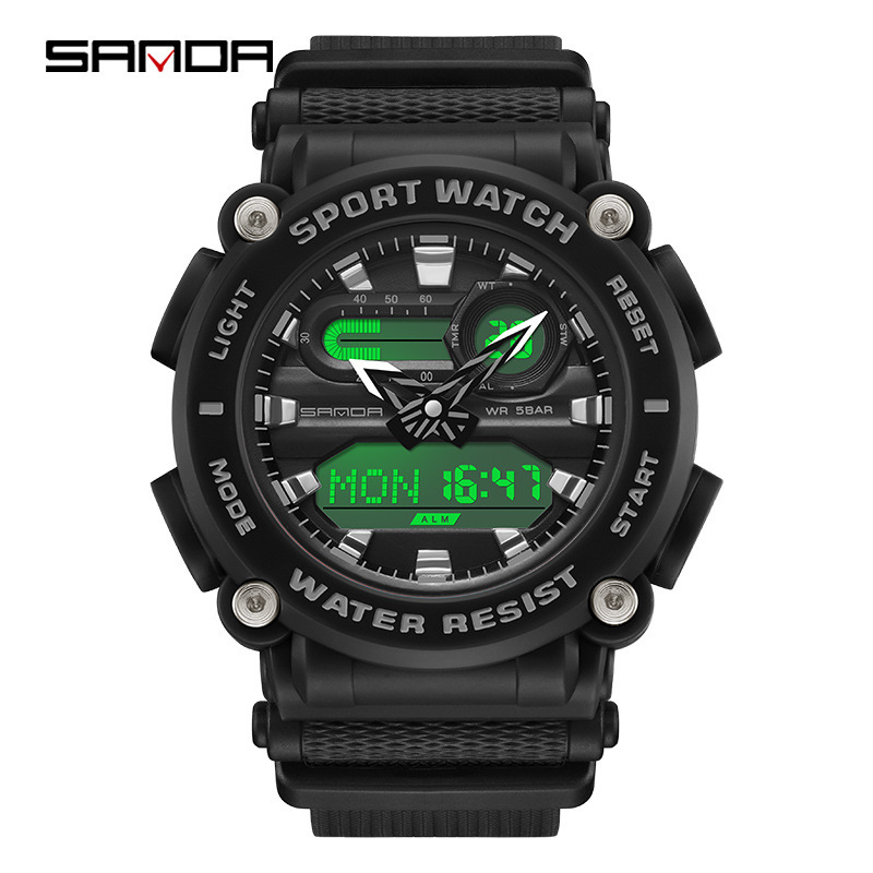 SANDA 3139 reloj electrónico multifuncional deportes al aire libre luminoso impermeable reloj de hombre simple reloj creativo