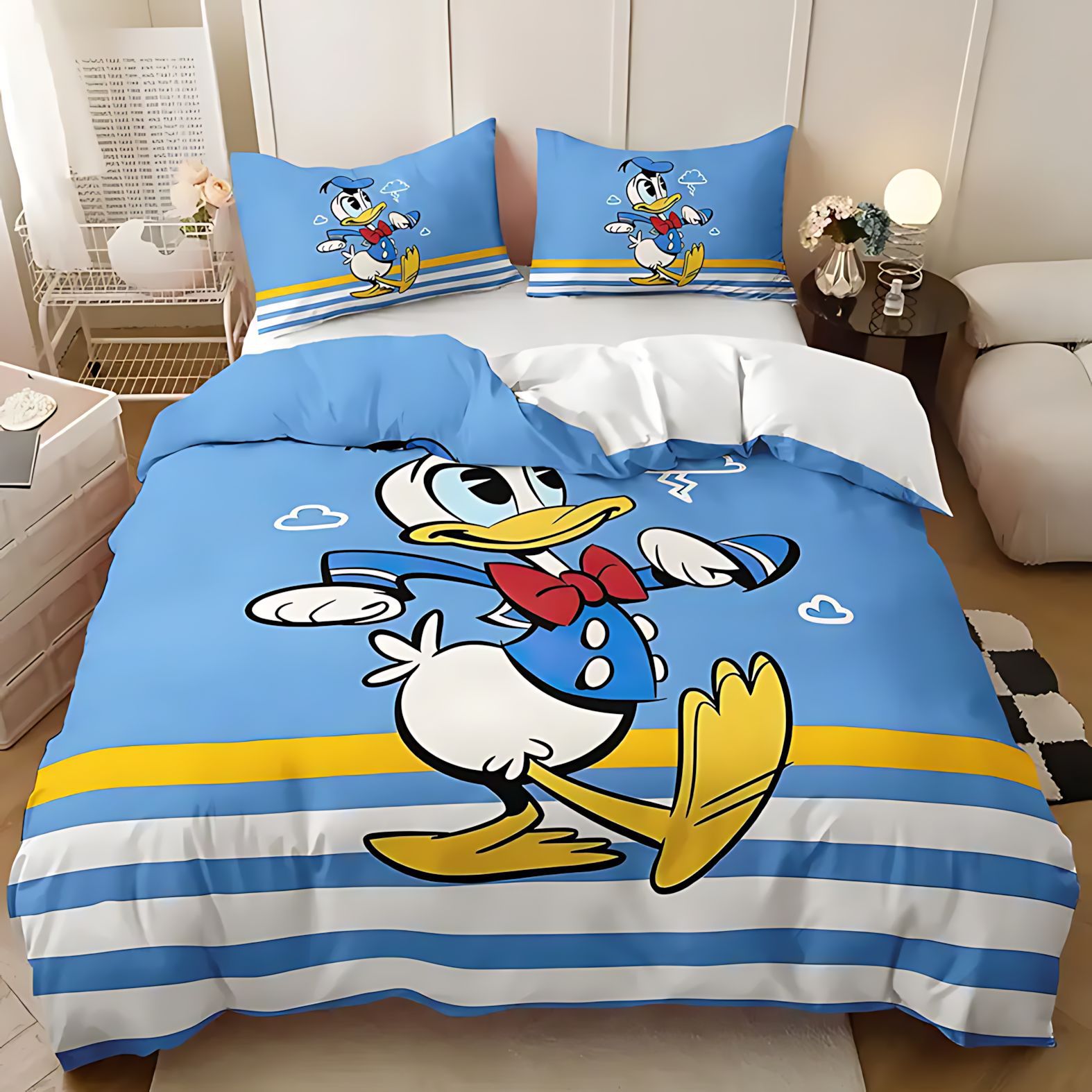 TEMU / JIT nuevos productos transfronterizos colcha de cama de impresión digital de dibujos animados encantadores Donald