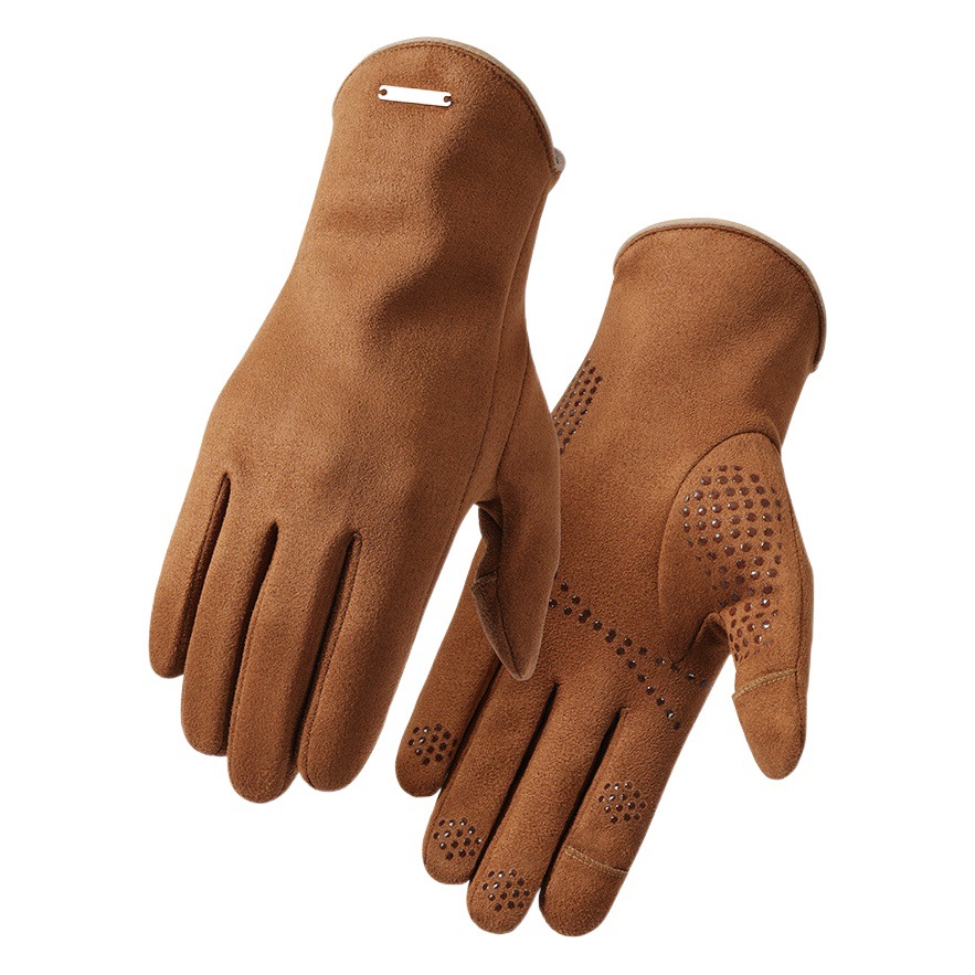 2022 nuevos guantes de invierno de los hombres al aire libre gamuza engrosada cálida pantalla táctil guantes de silicona antideslizante DY45
