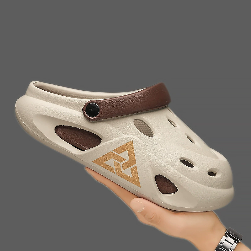 Летние мужские сабо 2025 года для отдыха на природе, модные пляжные дышащие сандалии на толстой подошве.