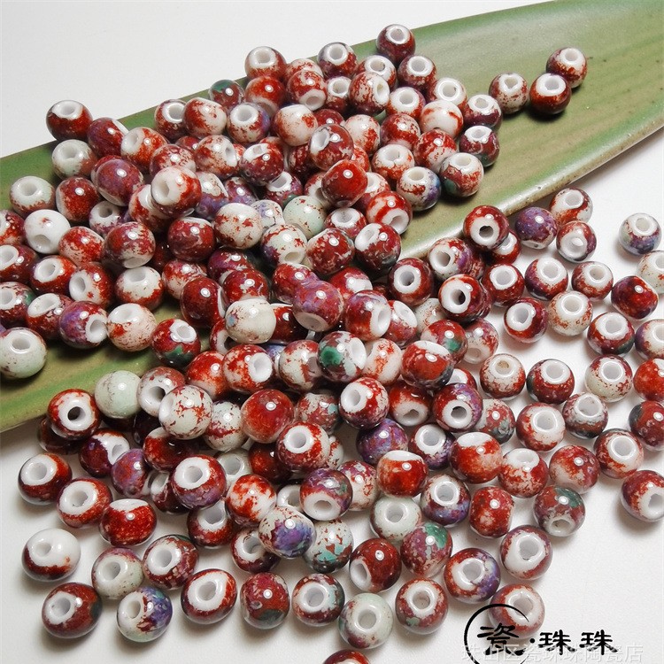 景德镇陶瓷饰品配件 DIY饰品配件串珠 陶瓷串珠 陶瓷珠子 陶瓷圆