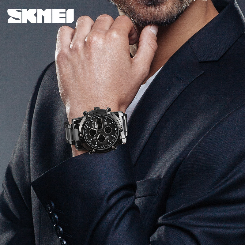 Skmei reloj despertador multifunción para hombres reloj de doble núcleo reloj de hombre dial grande reloj electrónico impermeable