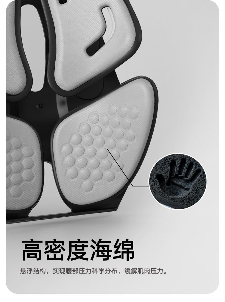 Ergonomic car lumbar support cushion, four-zone dynamic waist support pad, long-sitting support backrest cushion, high-density foam