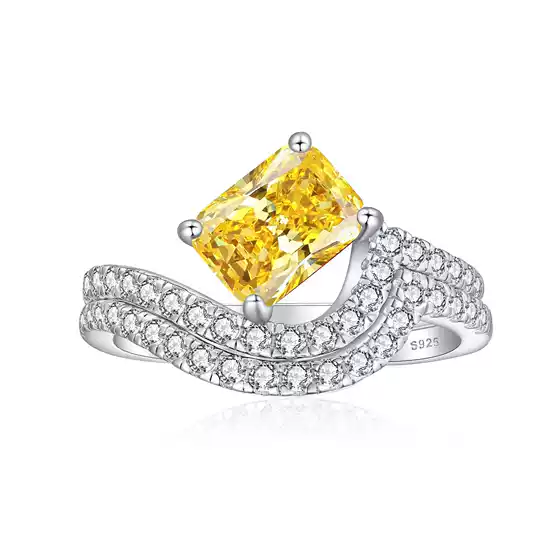 Cross-Border Bestseller 925 Sterling Silver 6*8 Ruby Ring Radiant High Carbon Diamond Color Gemstone Jewelry Set