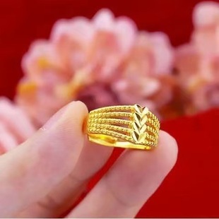 High imitation gold-plated silver-plated ring women's love five-line transfer adjustable golden ring gift for wife
