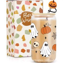 亚马逊高硼硅可乐杯竹盖带吸管玻璃杯透明梅森罐果汁咖啡杯啤酒杯