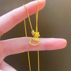 小红书爆款kitty猫星星项链女凯蒂猫镂空蝴蝶结甜美锁骨链