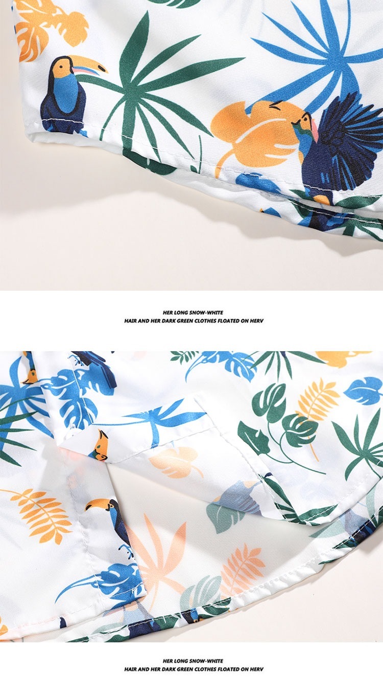 Herr skjortset hawaii blommig strandkläder lös retro stil_voghion.com