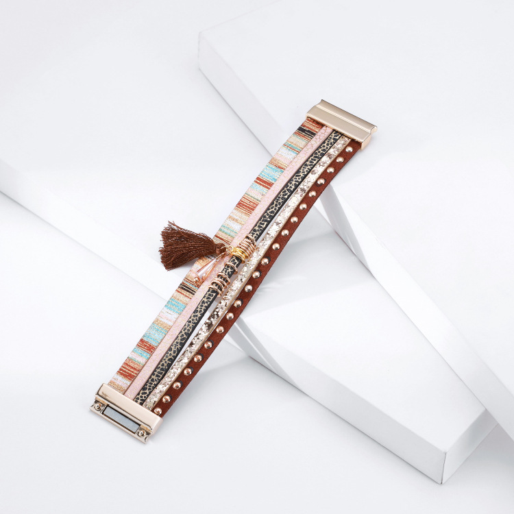 Bohemian Tassel Colorful Leather Multi-layer Bracelet display picture 33