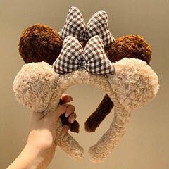 かわいいリボンクマ耳ぬいぐるみヘッドバンド女性漫画ヘアプレス洗顔特別なマスクヘアアクセサリーヘッドバンド冬