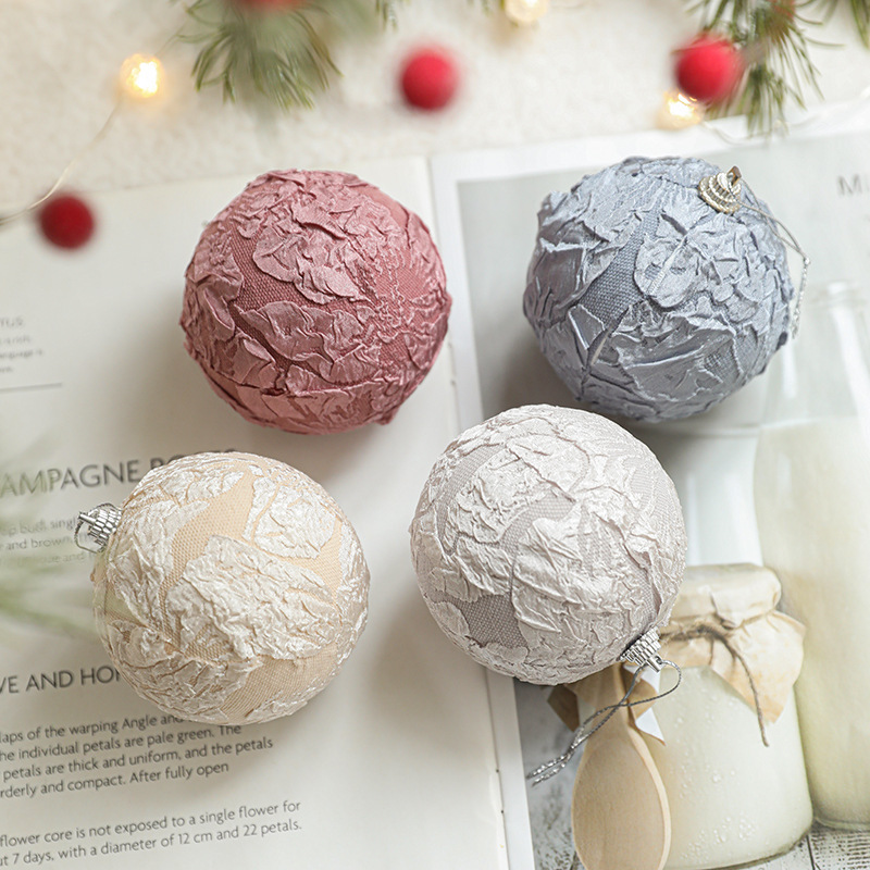 Nuevos productos de tela pegajosa bola de espuma de Navidad 8CM diseño de ventanas de árbol de Navidad colgante bola colgante bola decoración