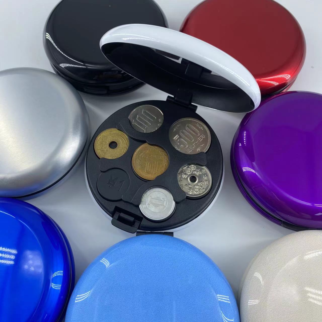 Viajes transfronterizos Japón y Corea del Sur billetera de plástico redonda creativa caja de monedas para hombre monedero para coche bolso de espejo de maquillaje para mujer