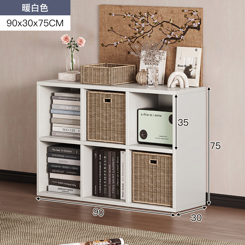 Estantería Estante de piso a techo Estante para libros simple Gabinete a cuadros para el hogar Gabinete de ocho compartimentos Sala de estar Gabinete corto Gabinete de almacenamiento Gabinete de almacenamiento