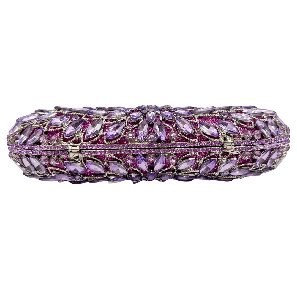 Bolsa de piedra nueva bolsa de cena de diamantes violeta hueco diamante de novia bolsa de mano bolsa de mujer bolsa de vestido