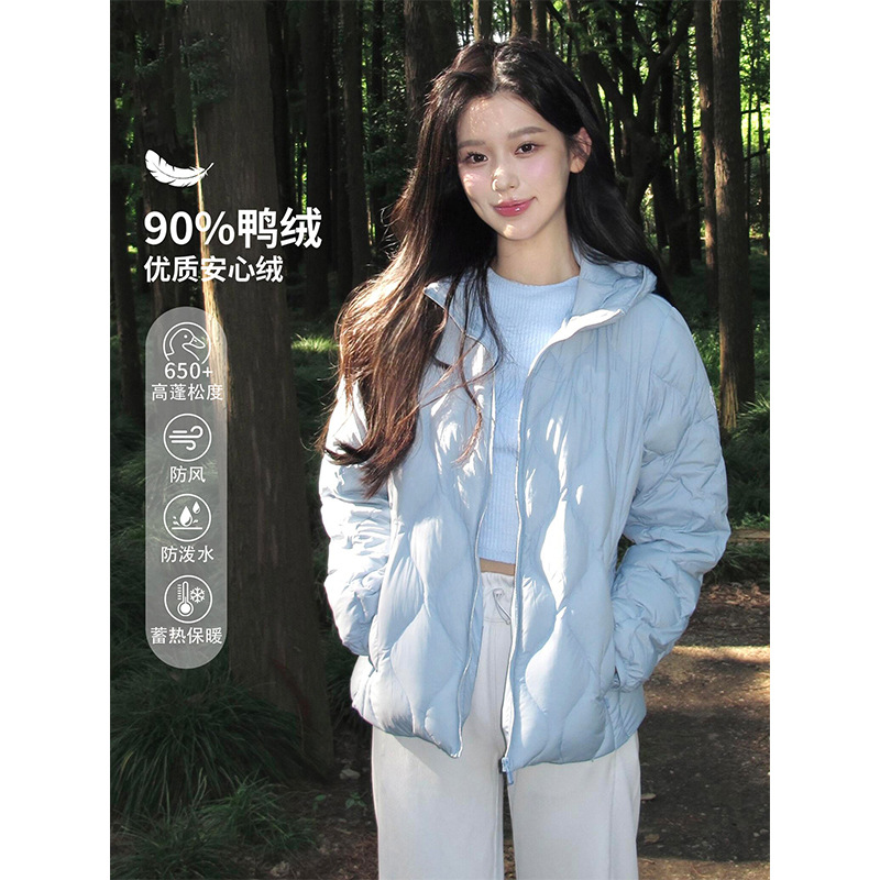 Luo Duo Lightweight down Jacket for Women 2025 New Autumn and Winter Stand Collar Warm and Stylish Petite White Duck down Coat