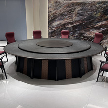 苏州酒店餐桌饭桌电动转盘新中式大圆桌实木餐椅岩板多人位餐桌