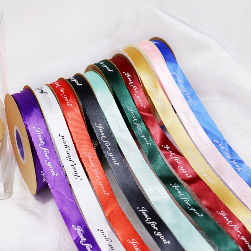 맞춤형 2.5CM 영어 축복 리본 인쇄 폴리 에스테르 벨트 꽃 번들 포장 신발 모자 넥타이 번들 선물 상자 리본