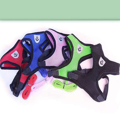 Dog leash cross-border mesh breathable harness anti-breakaway adjustable vest-style pet leash