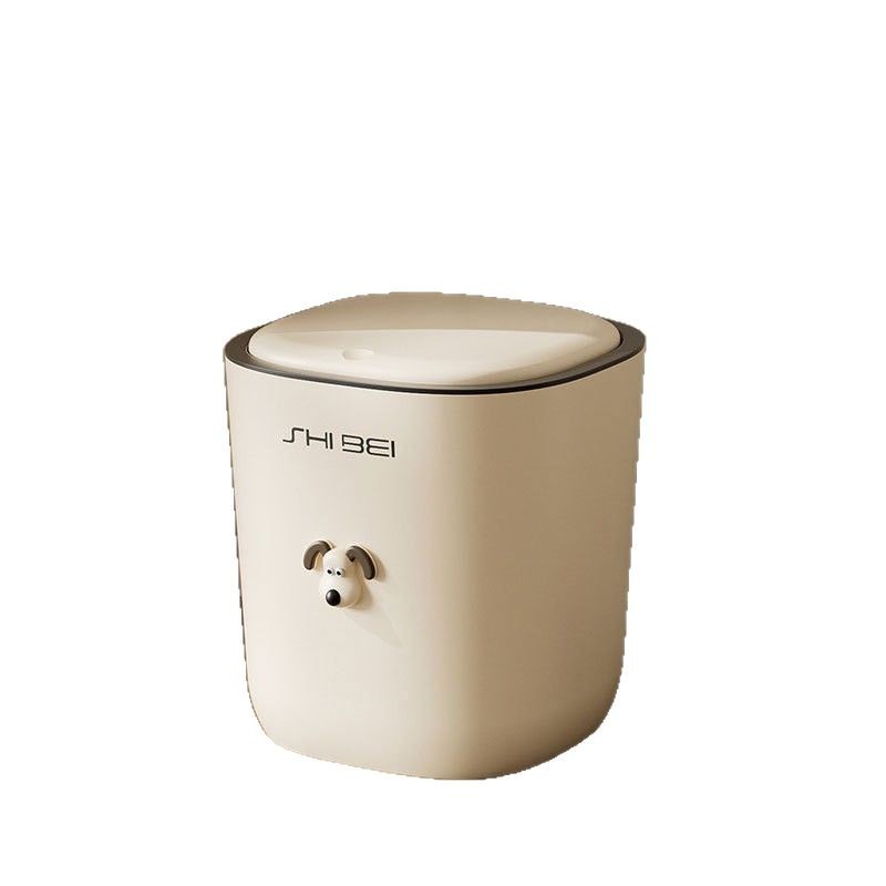 Bote de basura Hogar lindo cubo de alto valor dormitorio estilo crema cubo sanitario creativo sala de estar anillo de presión con tapa tipo de prensa