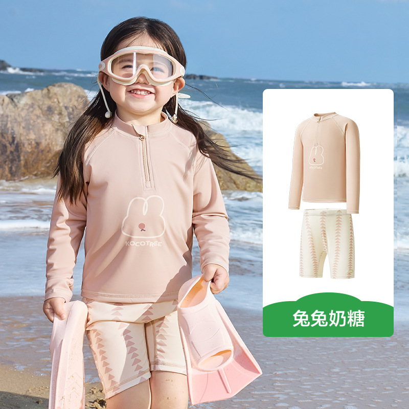 KK árbol traje de baño de bebé dividido de manga larga protector solar bañador para niños traje de baño niño niña 2025 nuevo