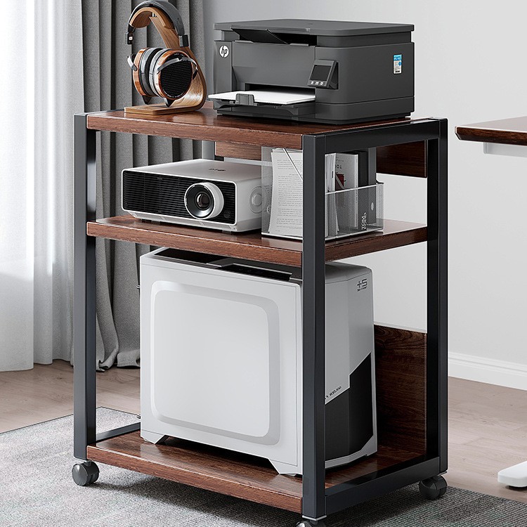 Estante de impresora, oficina de piso, almacenamiento móvil multicapa, gabinete de acabado de hierro forjado, estación de trabajo, soporte de host de computadora