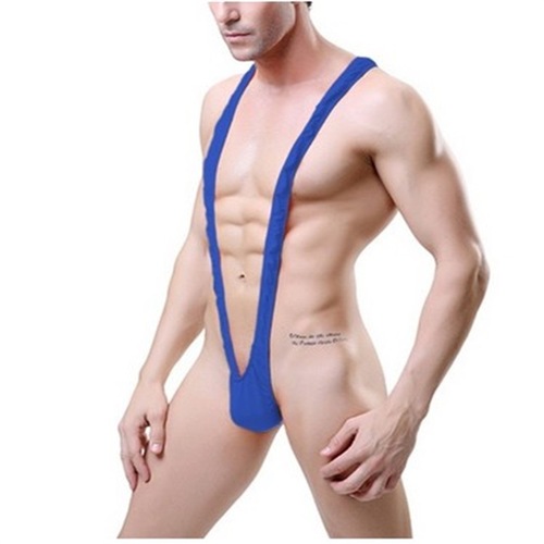 Wholesale men's erotic underwear V-shaped bodysuit sexy briefs stretchy suspender-style swimming trunks direct factory sales