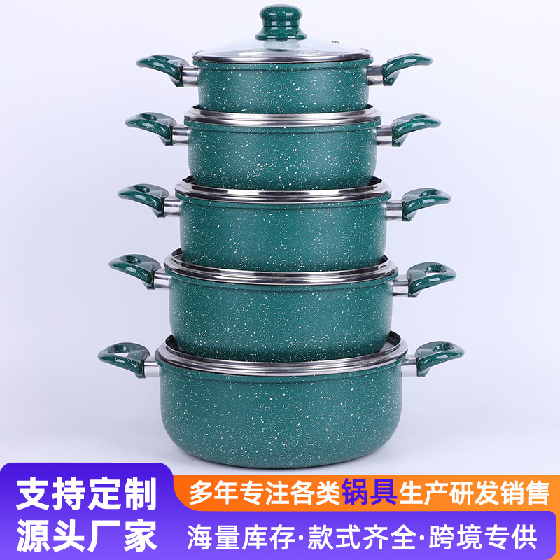 Nuevo cross-border nuevo antiadherente casero de cinco piezas set de ollas, regalo de reunión anual al por mayor, caja de regalo práctica de ollas de sopa