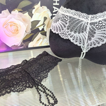 珍珠按摩情趣内裤女诱惑开档T裤珠子 透视镂空丁字裤女免脱