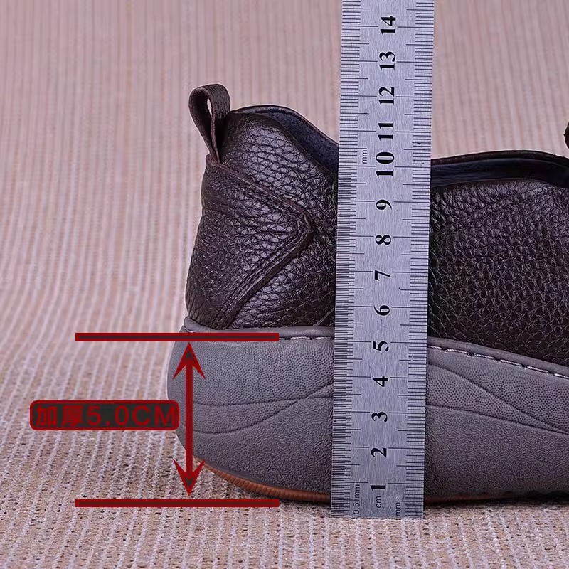 대외 무역 남성 신발 가죽 두꺼운 통기성 캐주얼 신발 가을 발 높이 증가 충격 흡수 경량 탑 레이어 카우보이 남성 신발