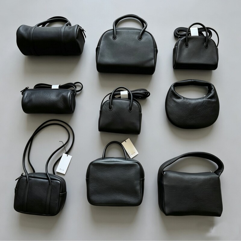 Aet Japanese Niche Genuine Leather Women's Bag, Light Luxury Handbag, Tofu Bag, Crescent Bag, Round Bucket Bag, Hand-Held and Shoulder Bag, Light Luxury Bag