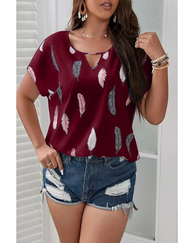 Blouse Tops Type Daily Occasion V Neck Neckline Wholesale Women'S Casual Short Sleeve Printing Blouses