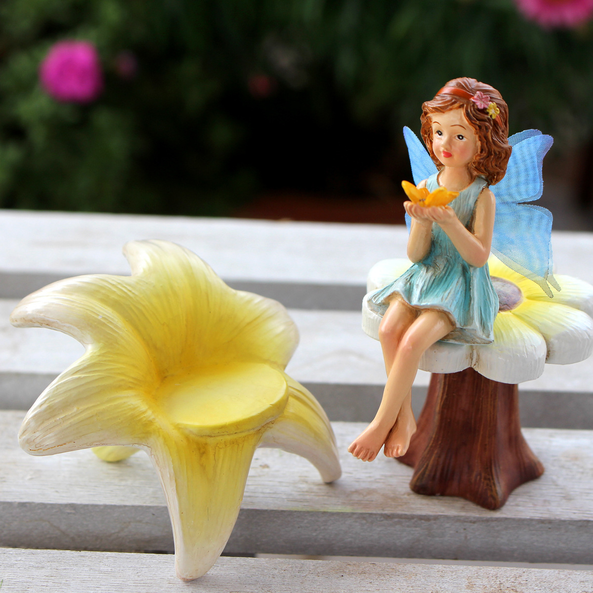 Balcony Layout Outdoor Courtyard Terrace Decoration Garden Grocery Flower Fairy Stool Garden Decoration Resin