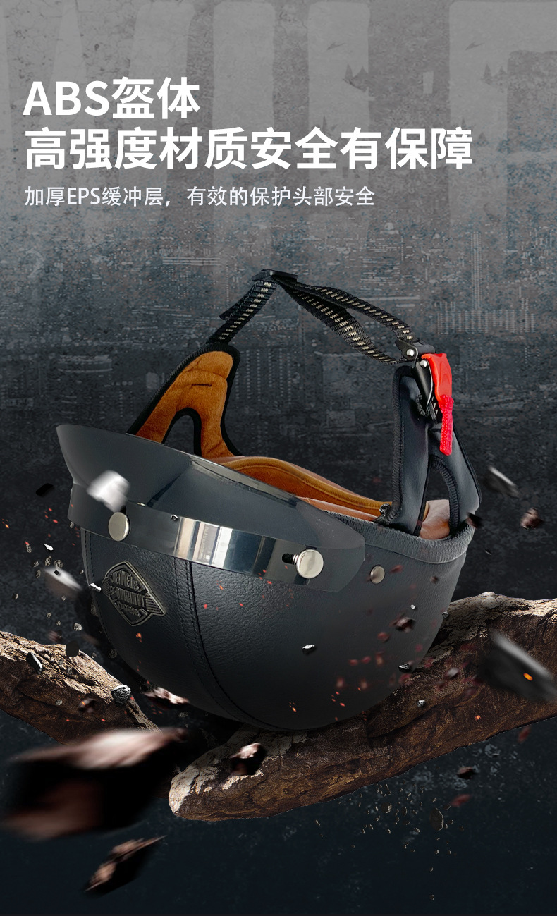 Voss New National Standard Motorcycle Helmet Motorcycle Retro Electric Vehicle Half Helmet Cross-Border Hot Selling Leather Helmet Prince Cruise