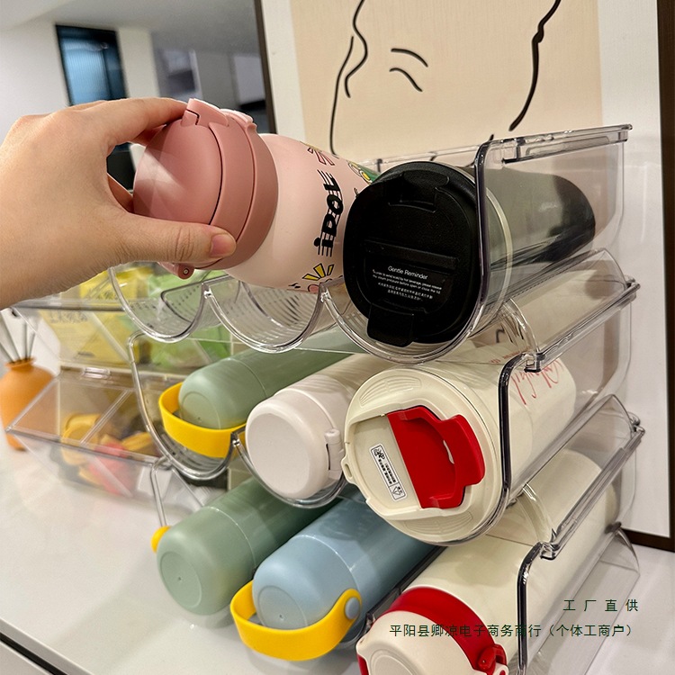 데스크탑 대용량 물컵 보관함 다층 쌓을 수있는 방진 보온병 컵 홀더 홈 크리 에이 티브 투명 보관함