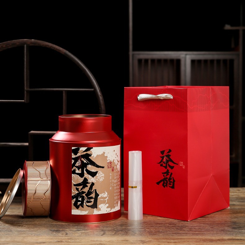 Tea Cans, Tin Cans, Half-Pound Red and Green Tea Cans, 0.5kg Pack Tin Cans, Sealed Empty Cans, White Tea Loose Tea Packaging Tin Boxes