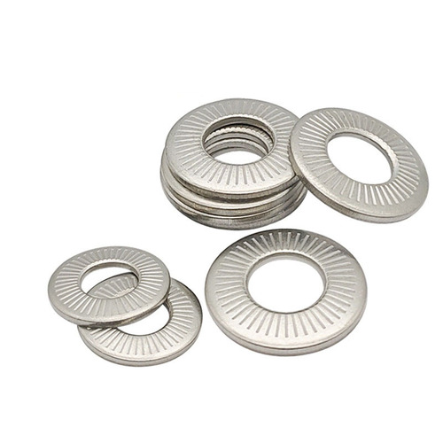French standard disc spring washers with floral embossing, 304 stainless steel, NFE25-511, narrow to medium-width shape, M3 to M20